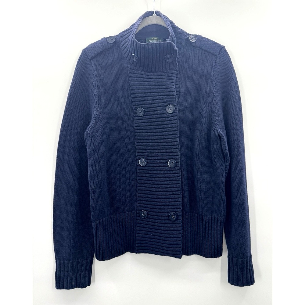 VTG Ralph Lauren XL Double Breasted Cardigan Sweater Nautical Fisherman Knit 90s